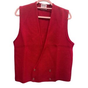 Vintage Regent Valley Stream Red Wool Sweater Vest Double Breasted XL Men
